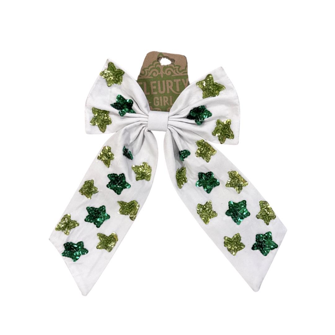 Green Sequin Star Hair Bow