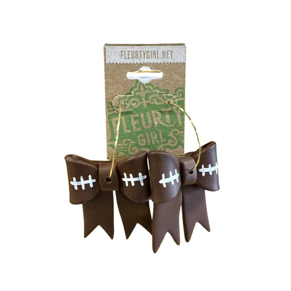 Football Bow Hoop Earrings