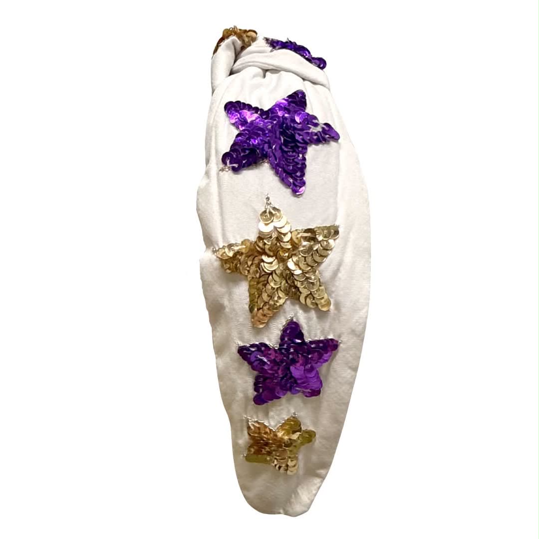Sequin Star Headband, Purple & Gold