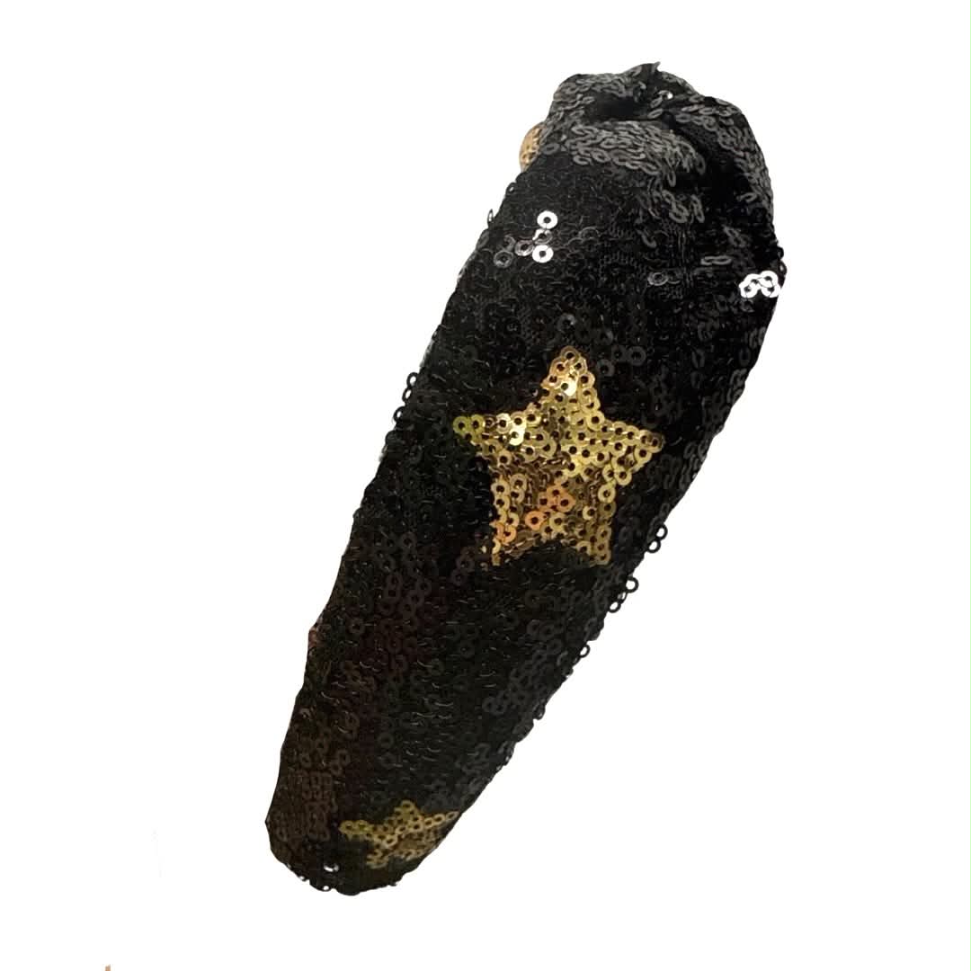 Black & Gold Sequin Star Headband