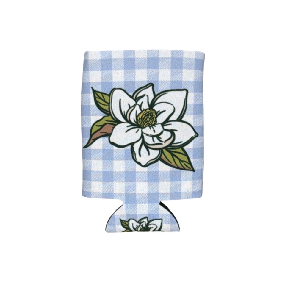 Gingham Magnolia Coozie