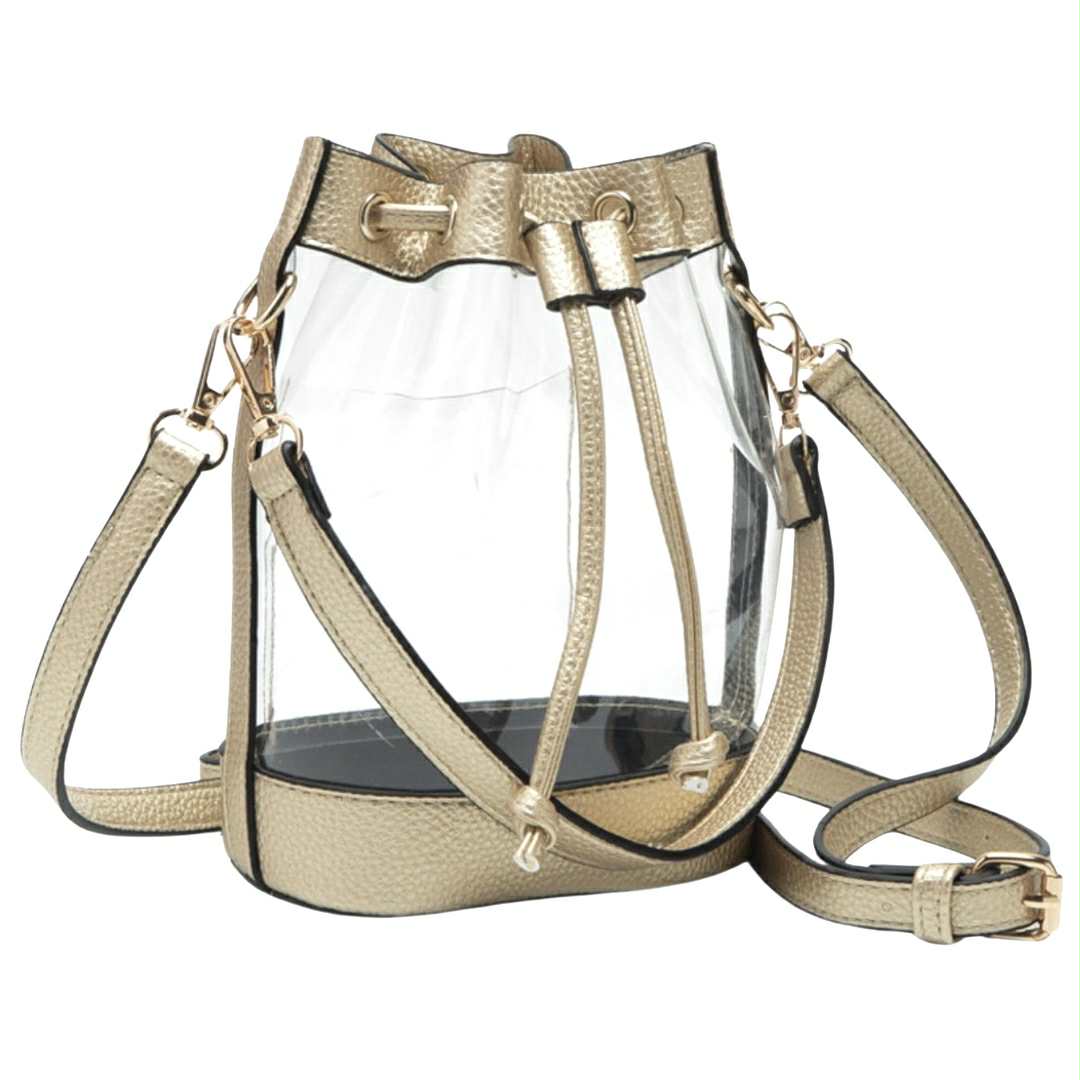 Clear Bucket Bag, Gold