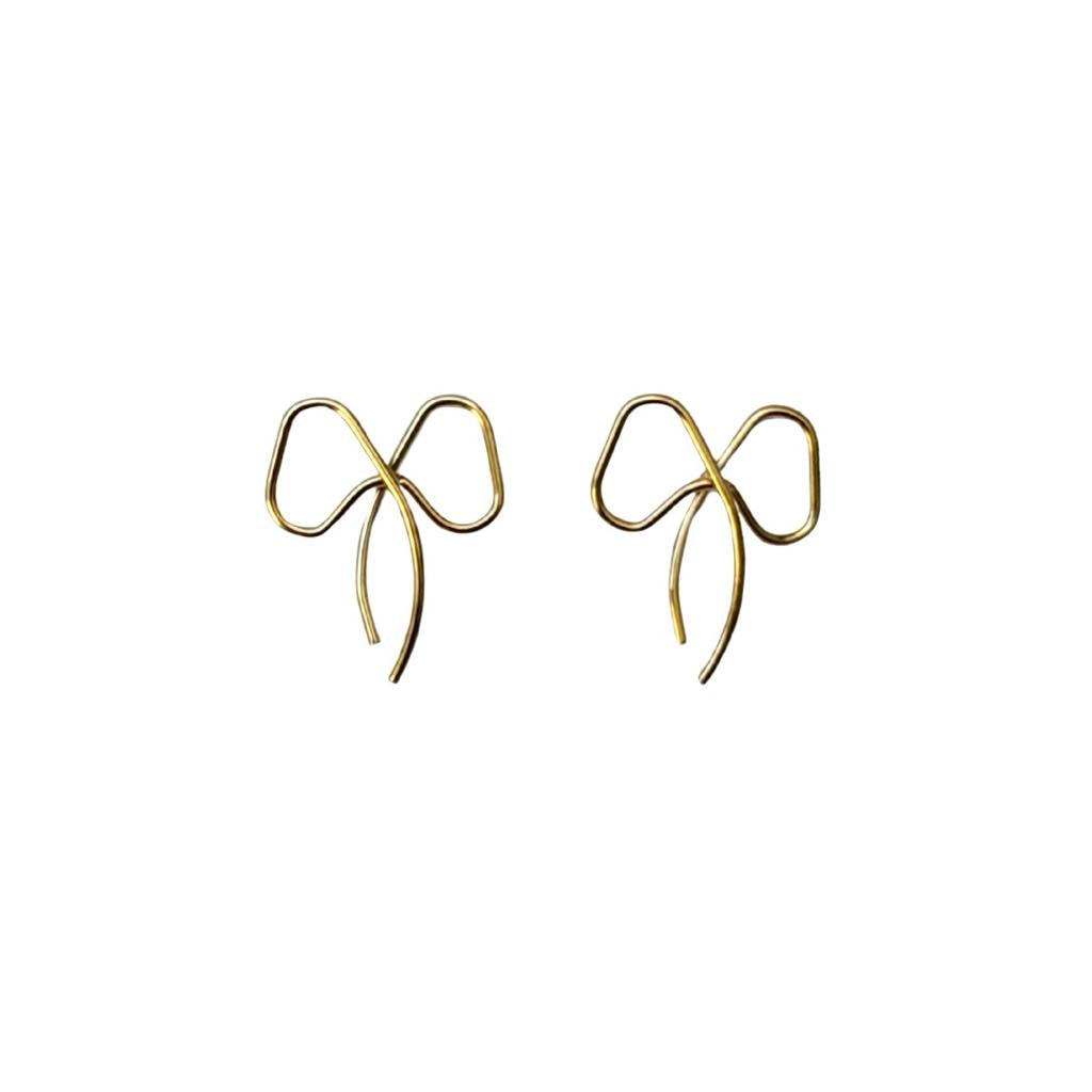 Dainty Bow Earrings, Gold