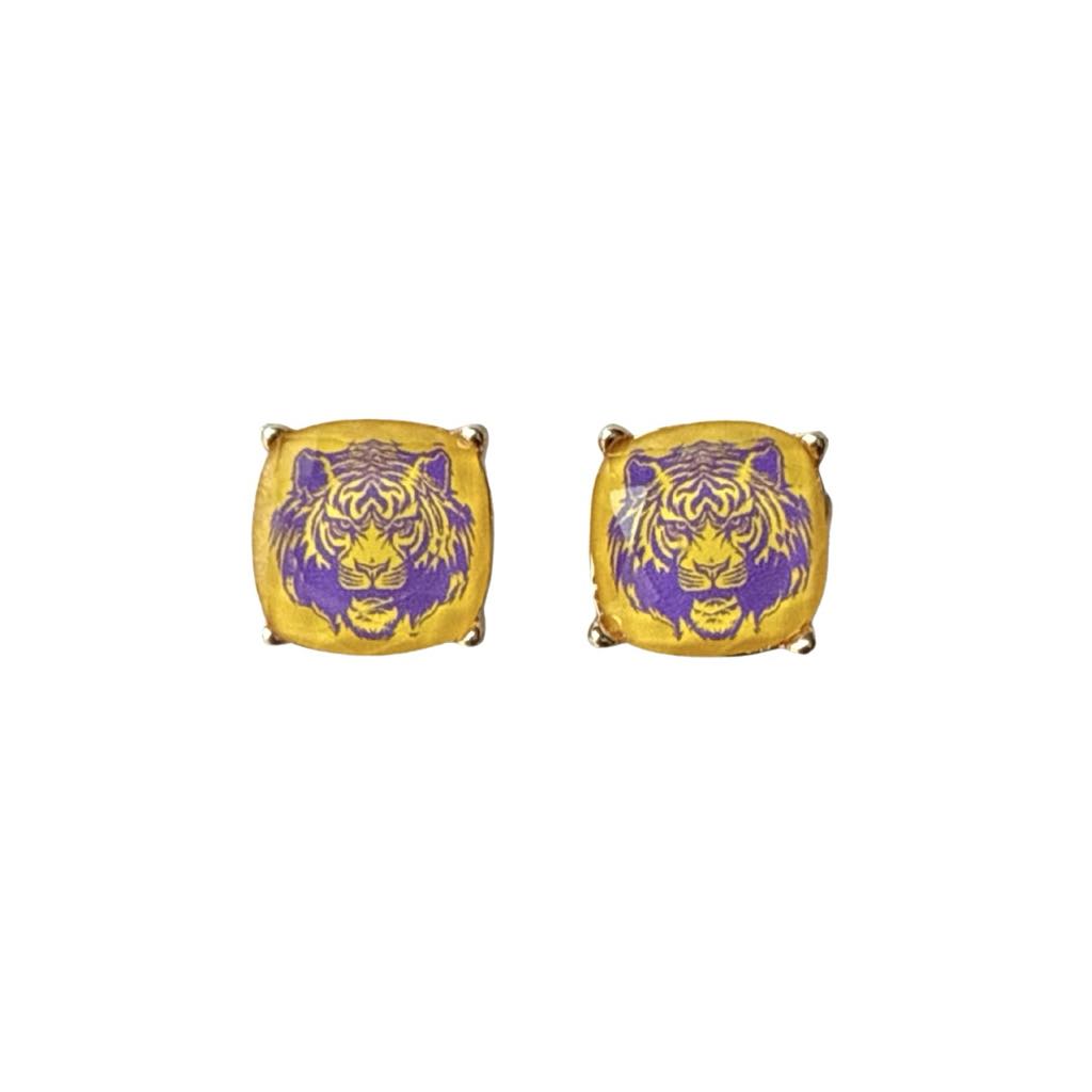 Tiger Head Acrylic Stud Earrings