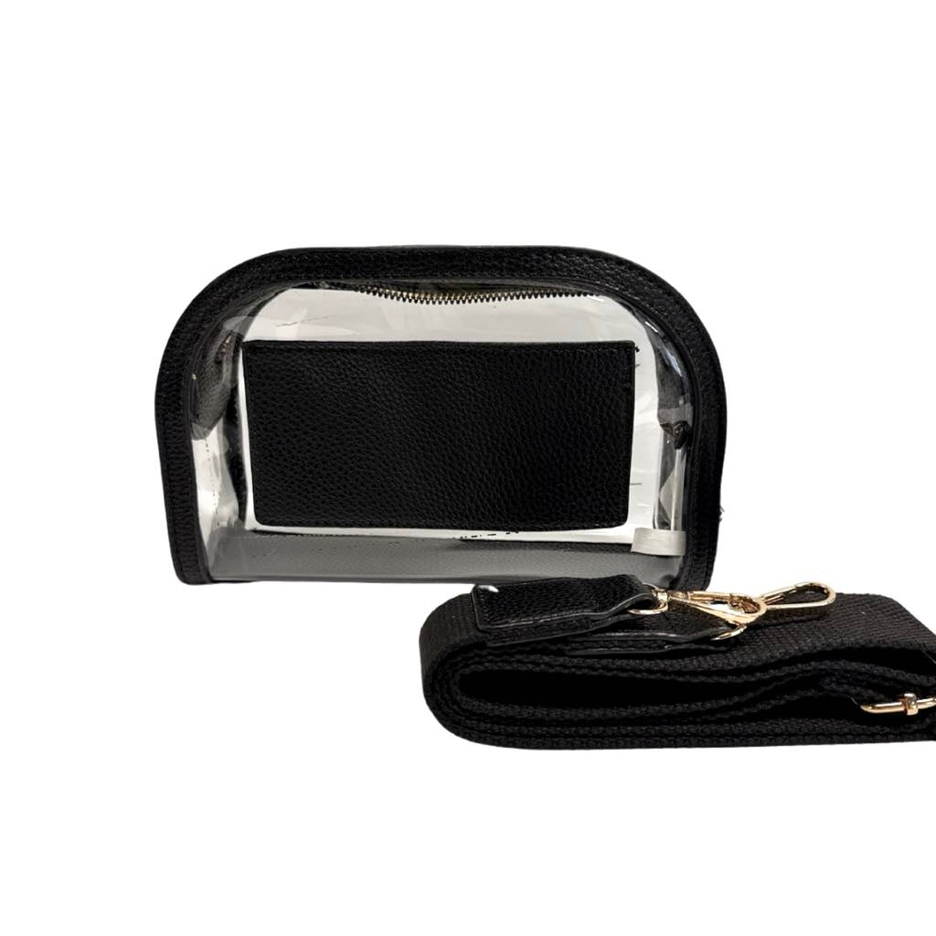 U Shape Clear Bag, Black Trim