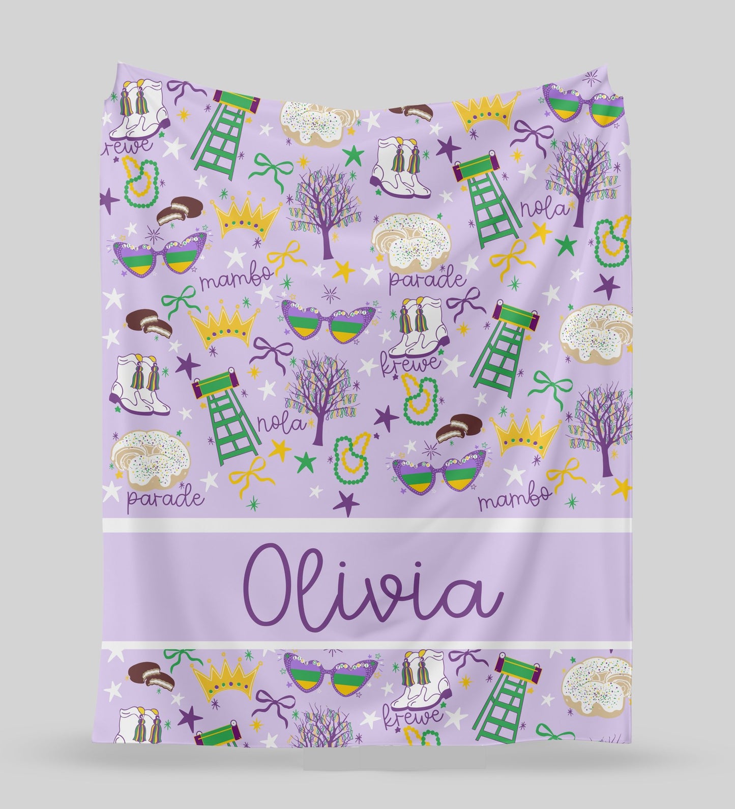 Custom Mardi Gras Icons Blanket