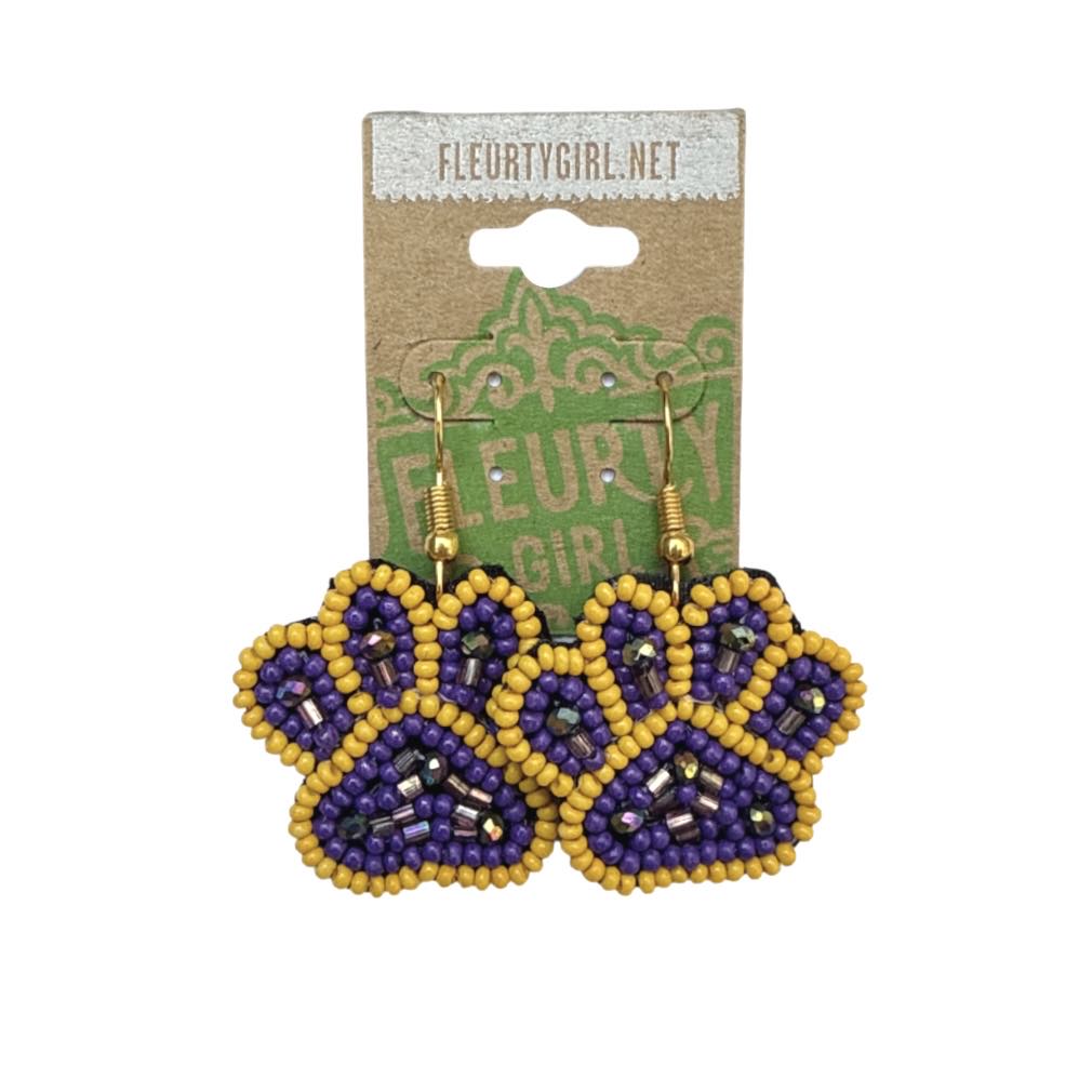 Paw Print Beaded Earrings