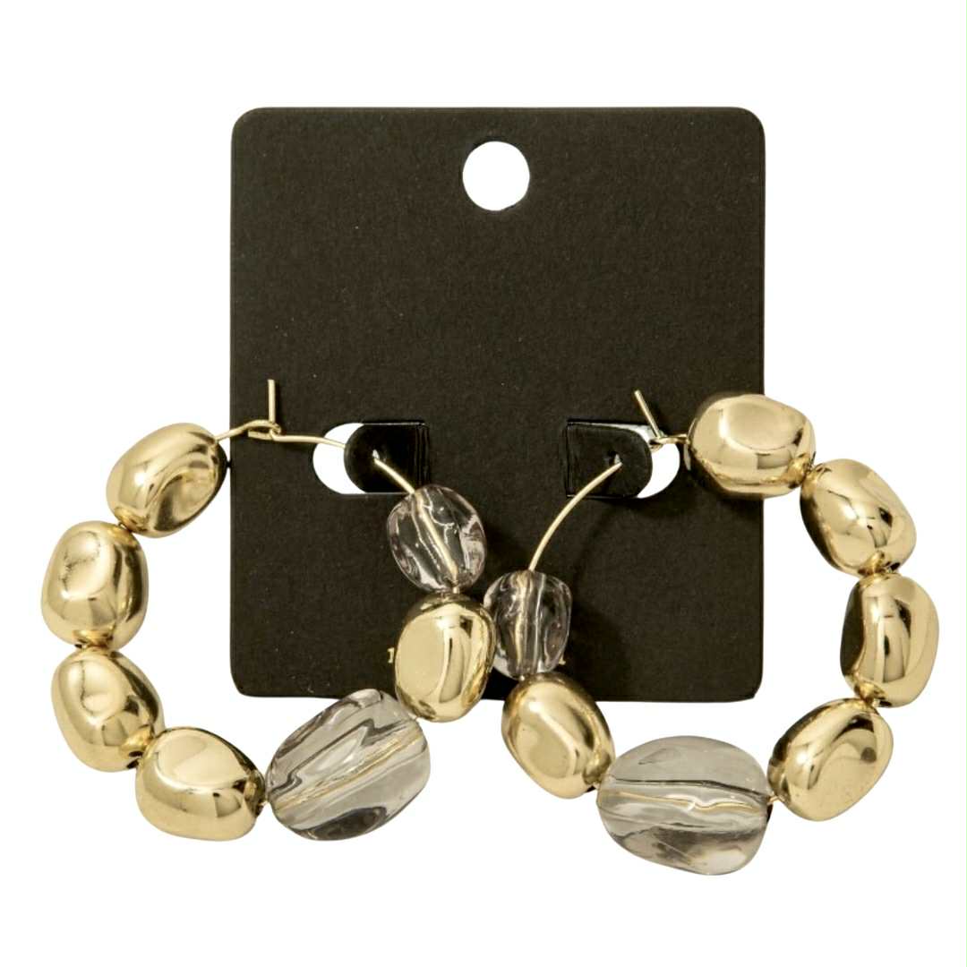Abstract Acrylic Bead Hoop Earrings