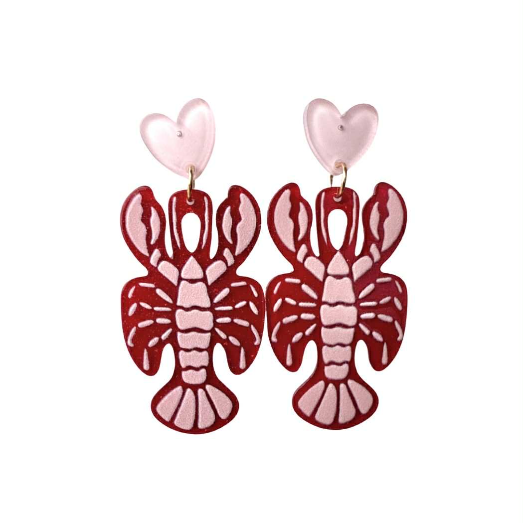 Crawfish Heart Acrylic Earrings