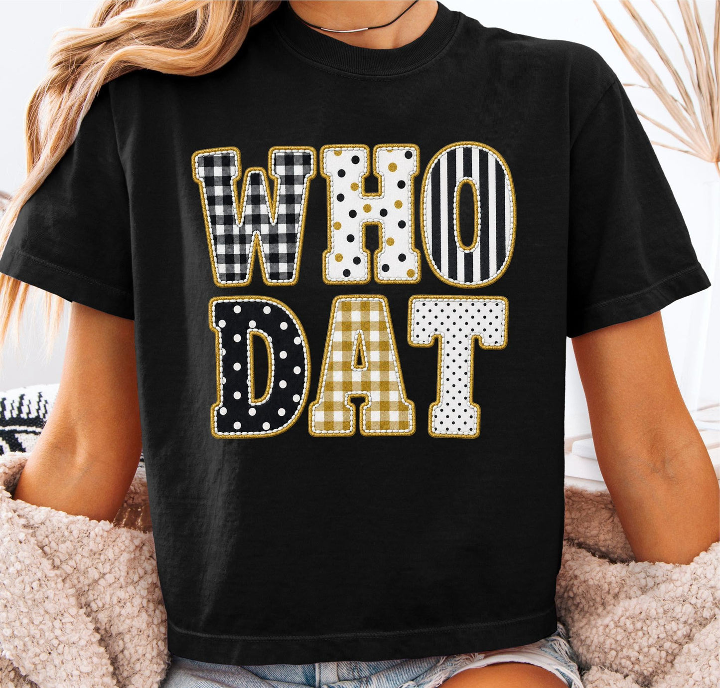 Who Dat Patchwork Crop Tee