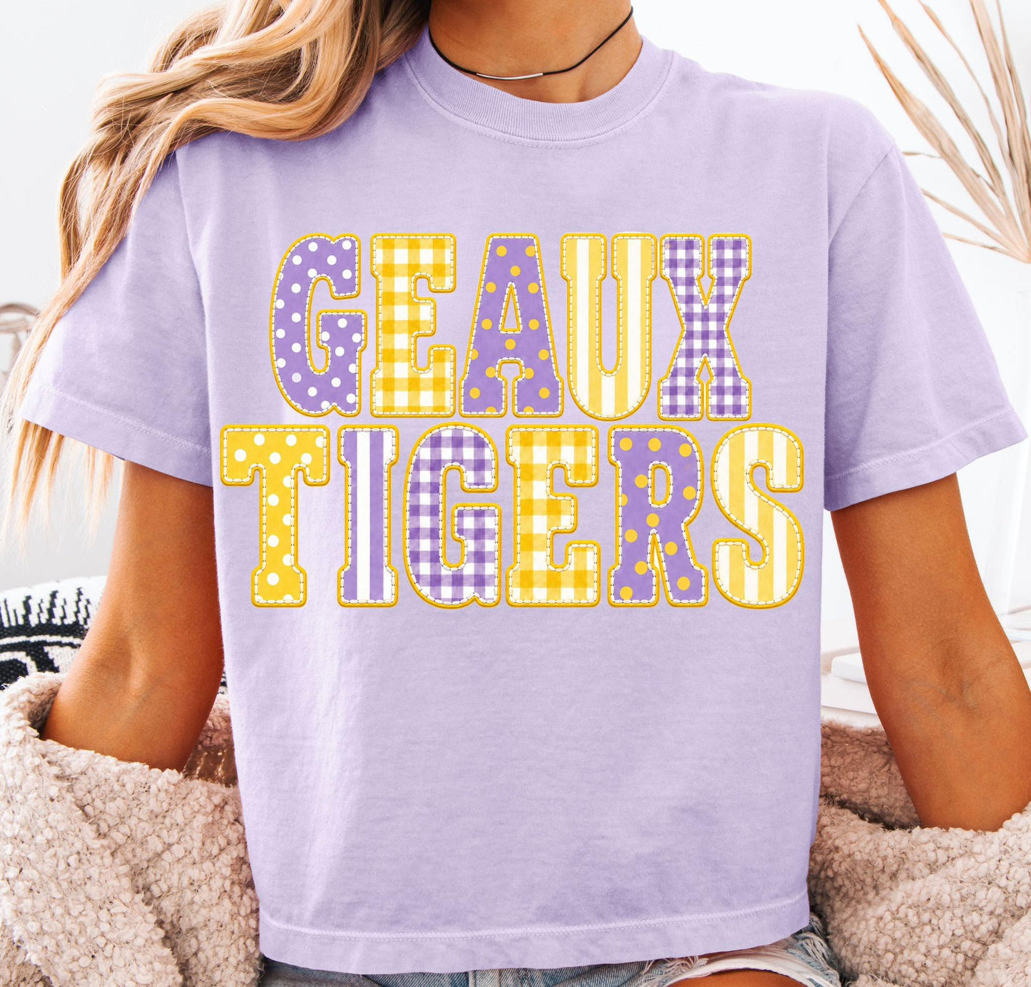 Geaux Tigers Patchwork Crop Tee
