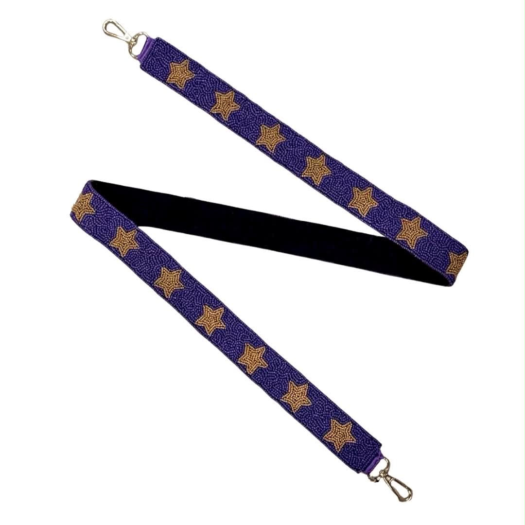 Beaded Star Purse Strap, Purple & Gold