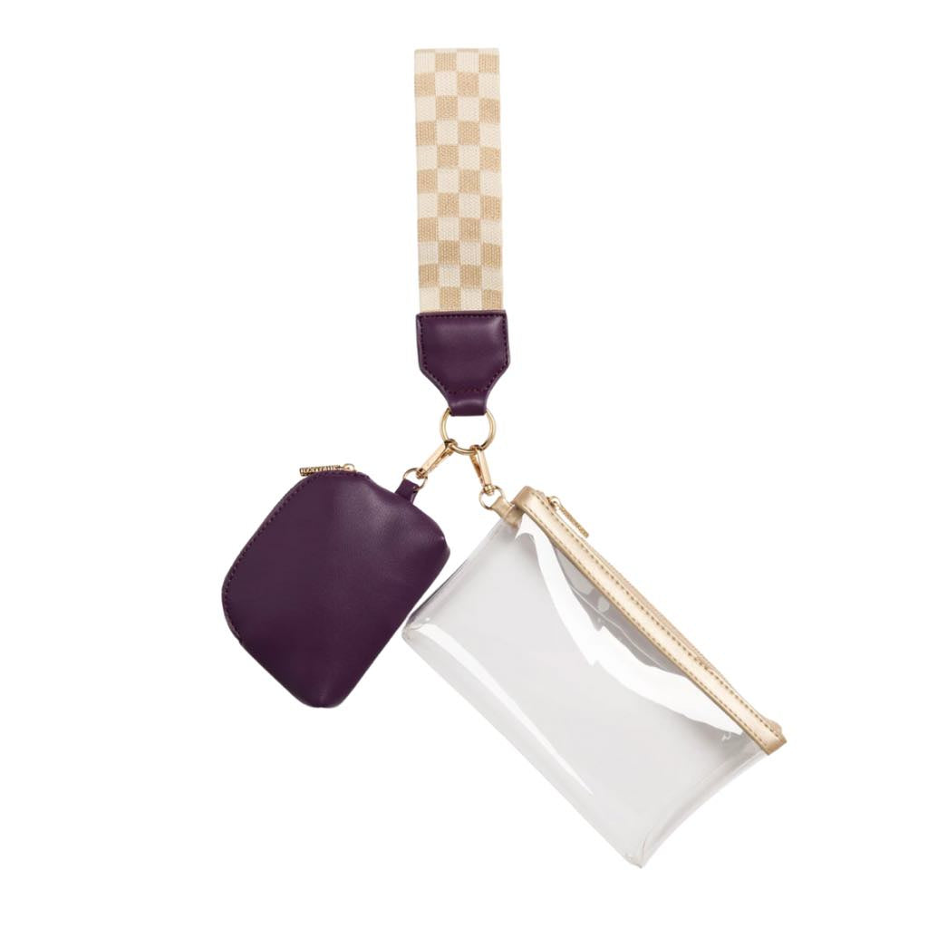Clear Wristlet, Checkered Strap