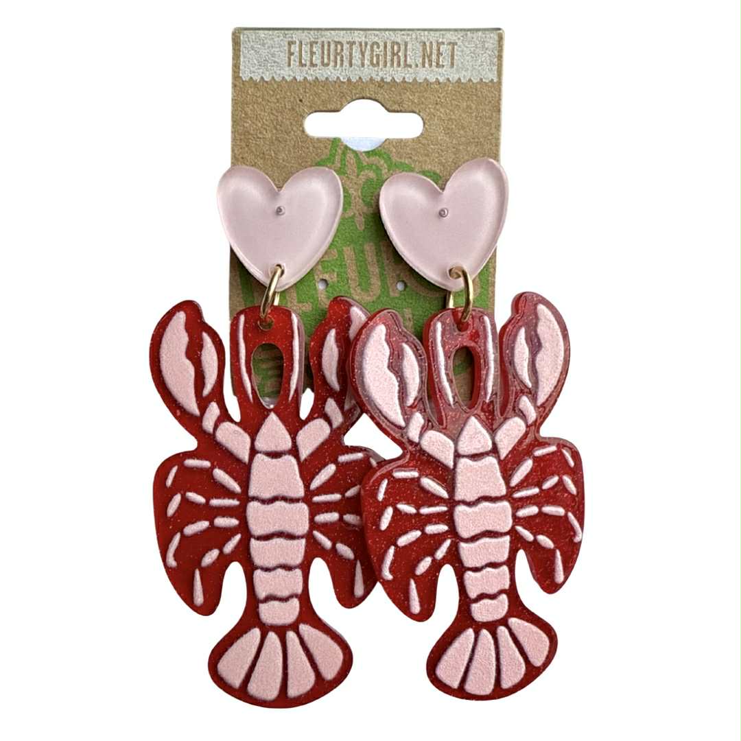 Crawfish Heart Acrylic Earrings