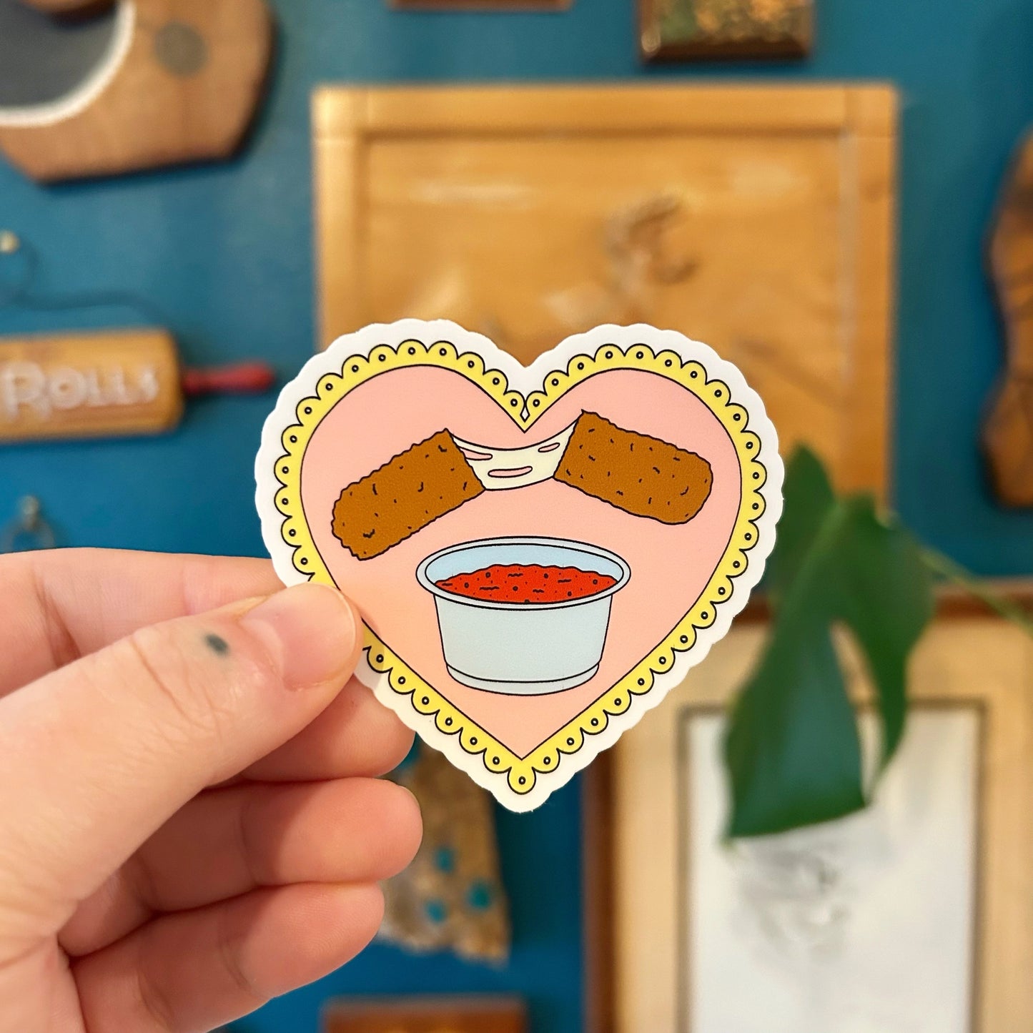 Mozzarella Stick Heart Sticker