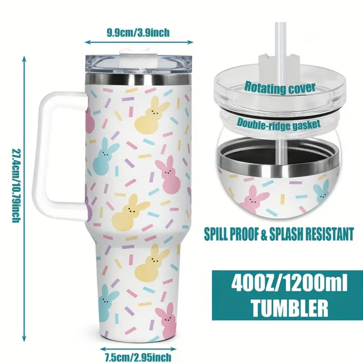 Bunny Sprinkle Tumbler, 40 oz