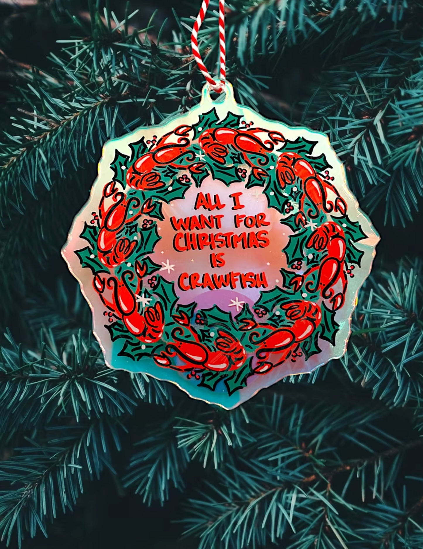 Crawfish Wreath Acrylic Ornament