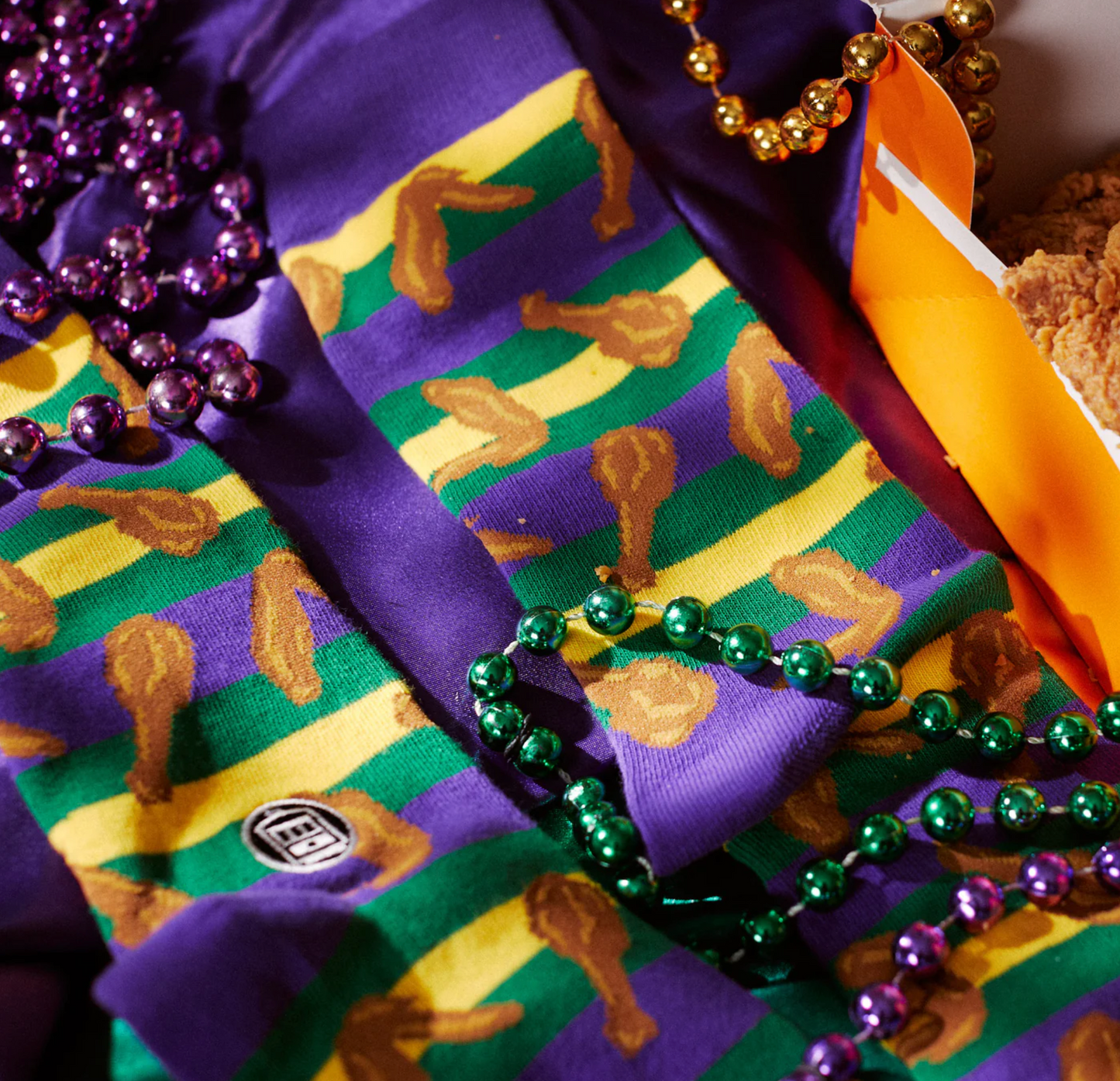 Mardi Gras Fried Chicken Socks