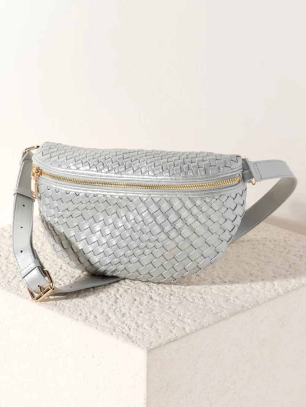 Woven Sling Bag, Silver
