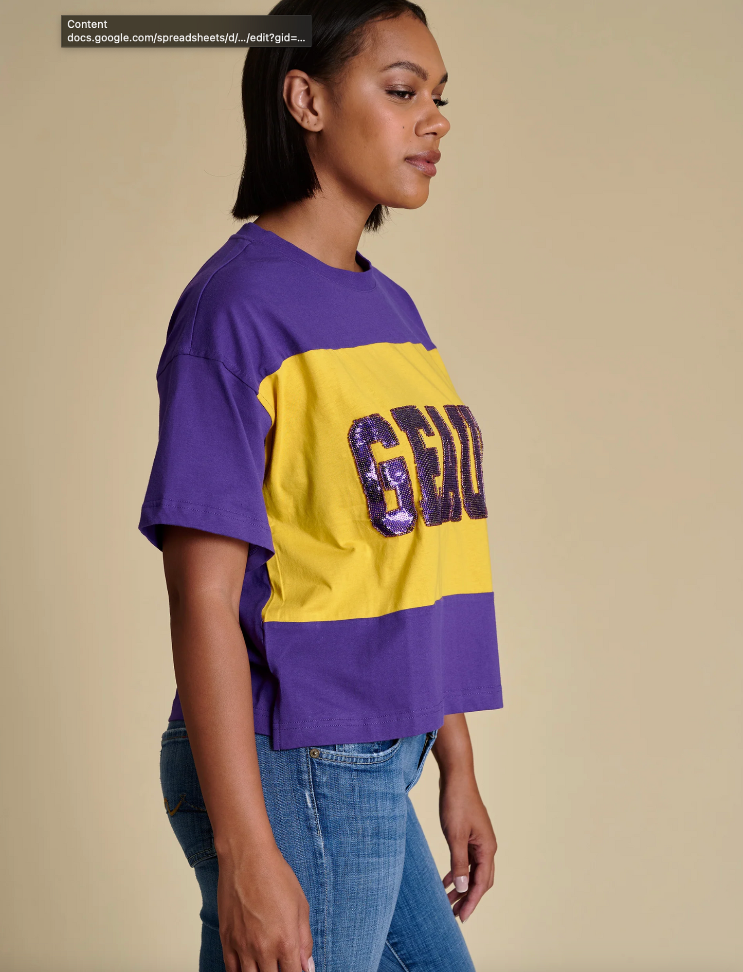 Geaux Sequin Color Block Top