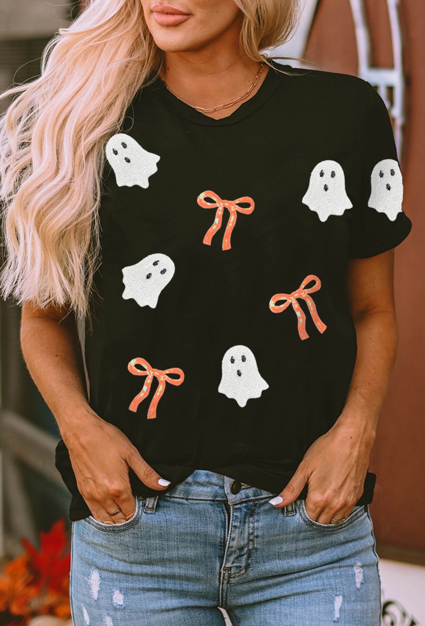 Sequin Ghosts & Bows Tee