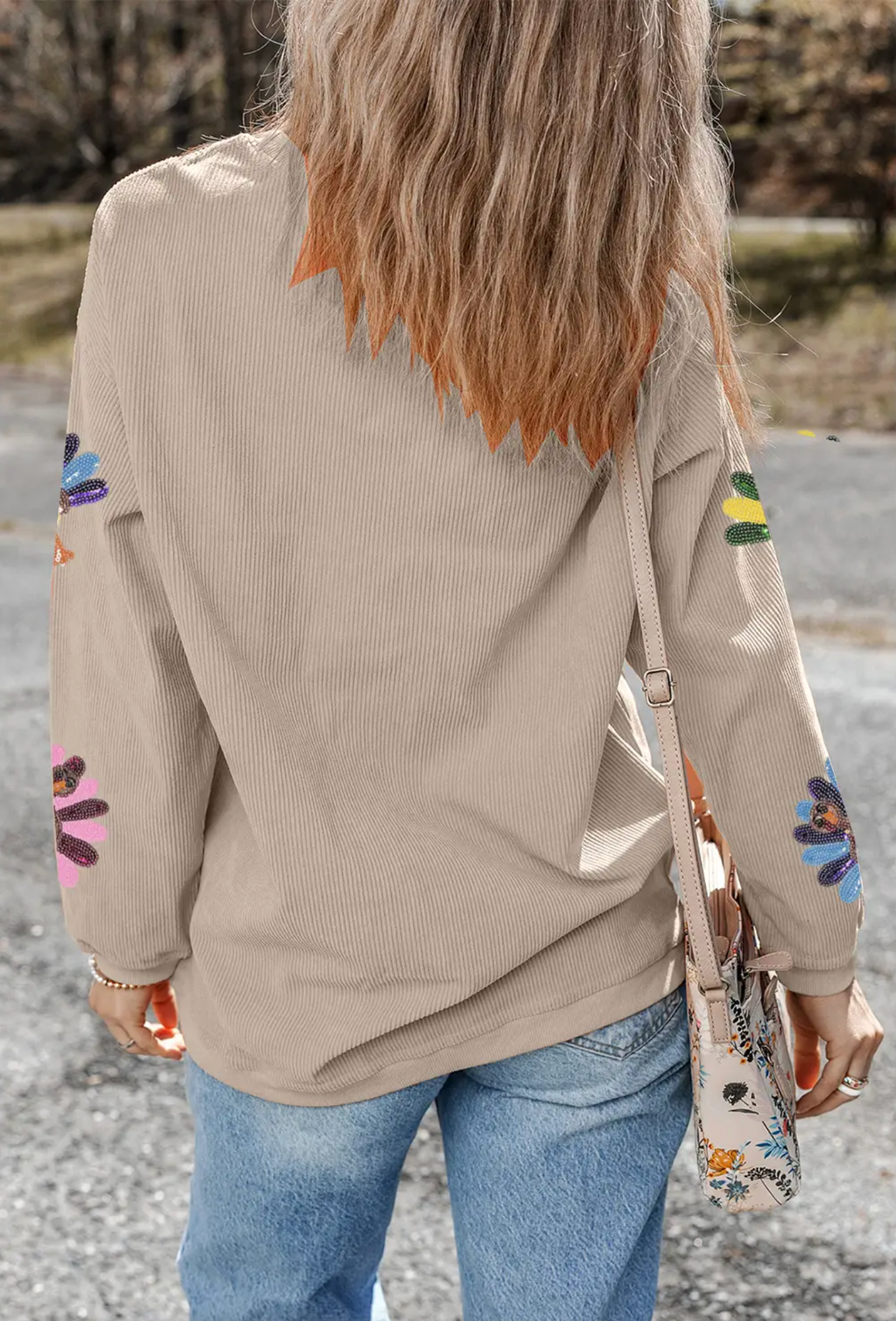 Sequin Turkey Corduroy Sweatshirt