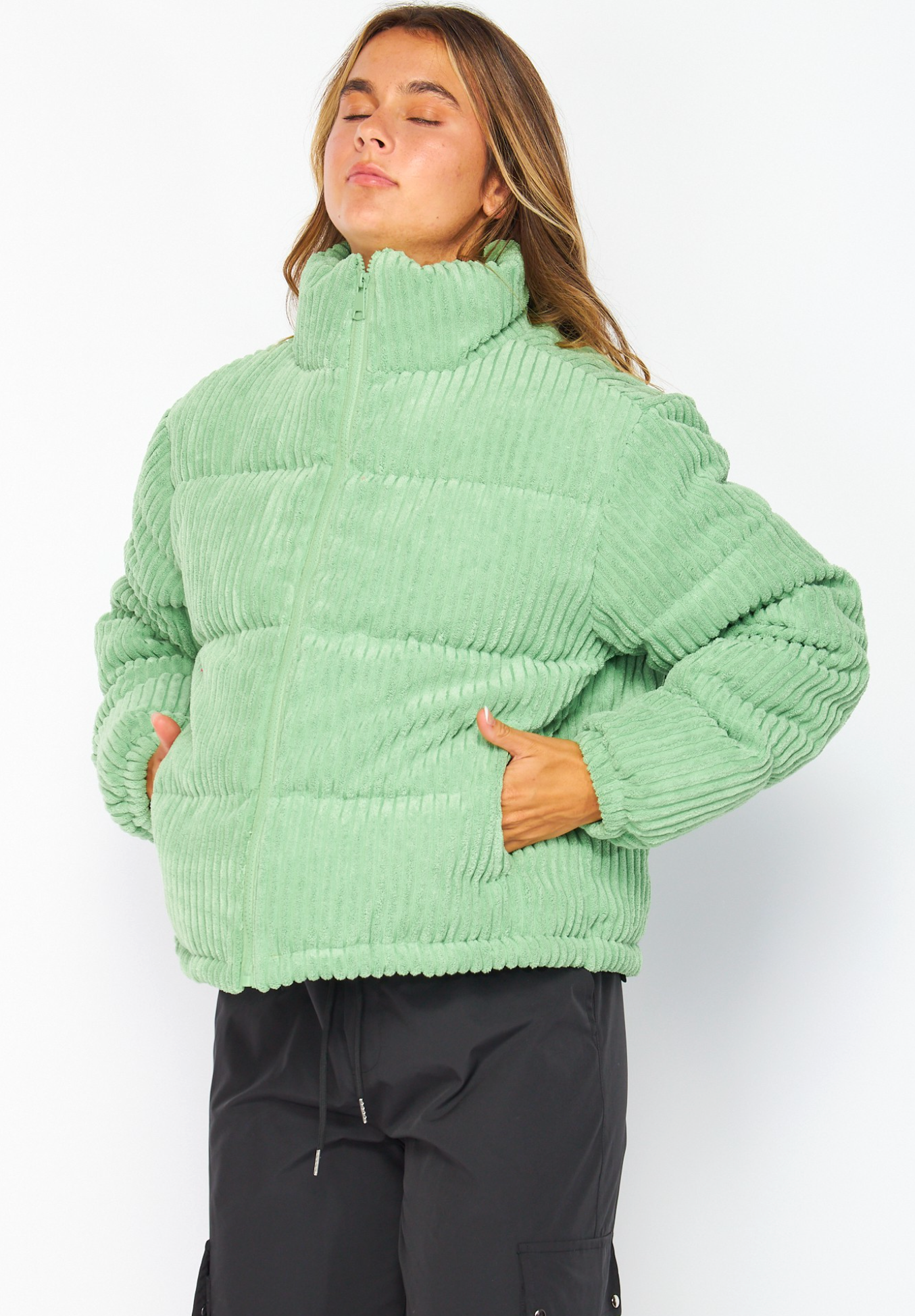 Corduroy Puffer Jacket, Green