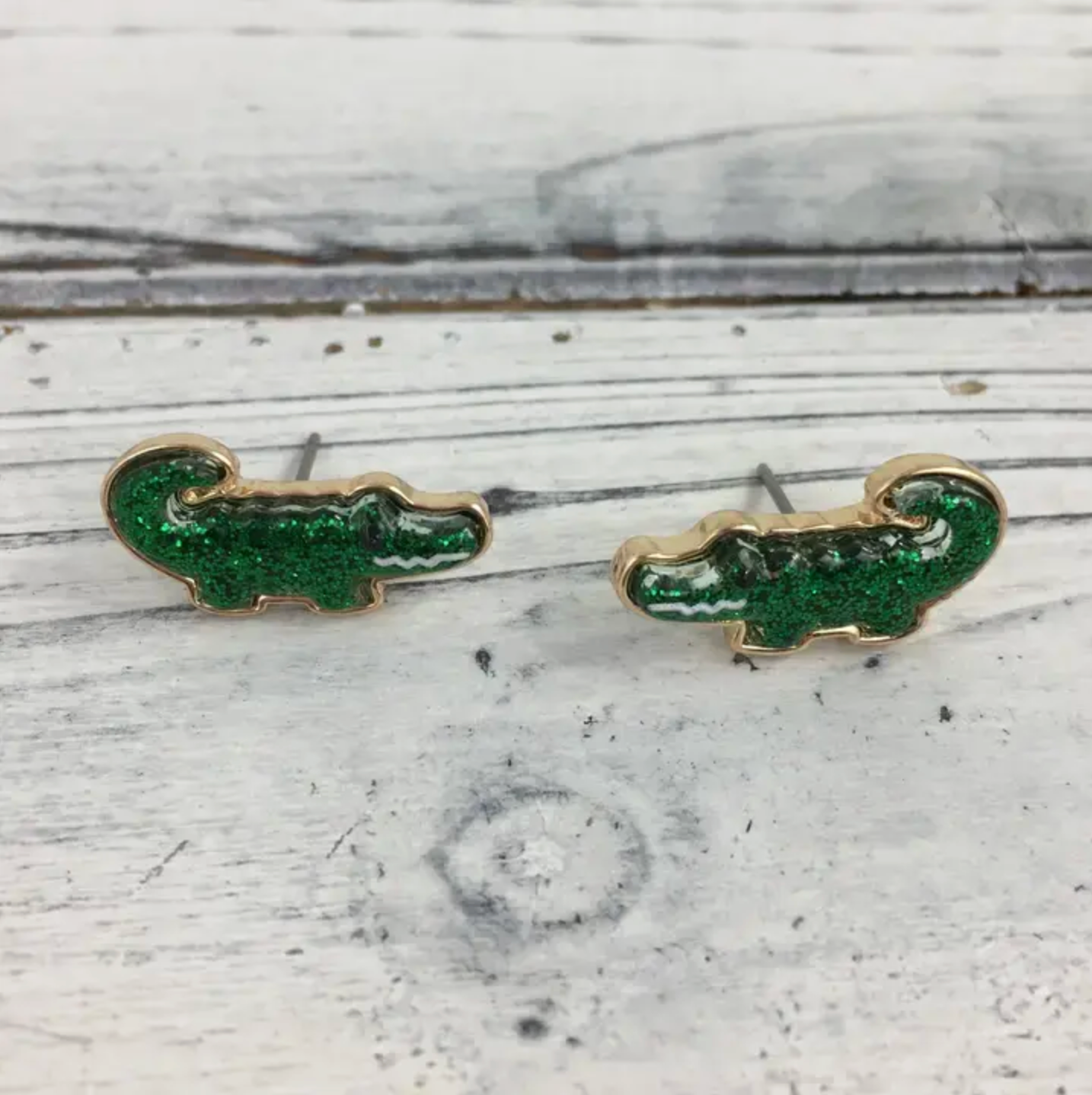 Alligator Glitter Stud Earrings