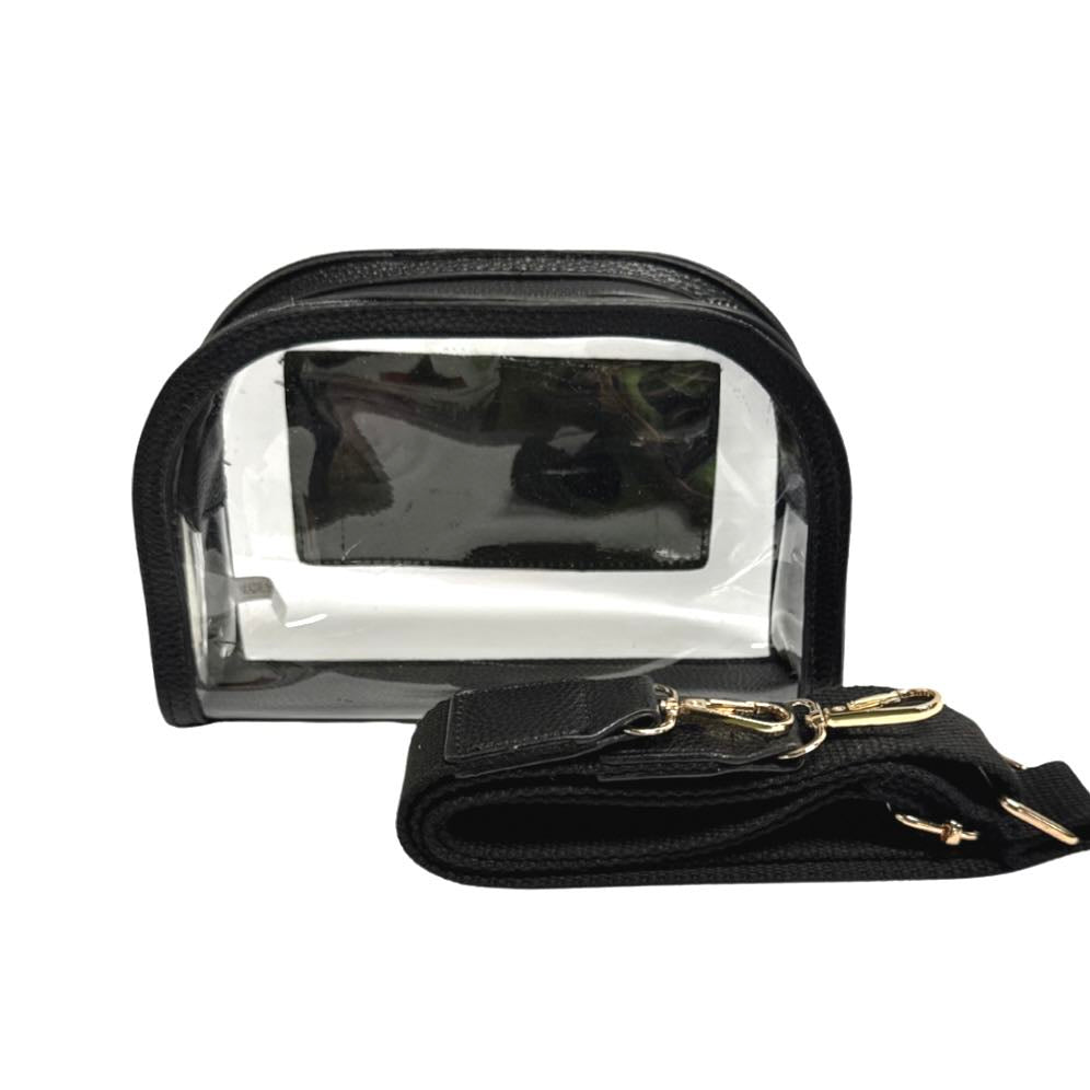 U Shape Clear Bag, Black Trim