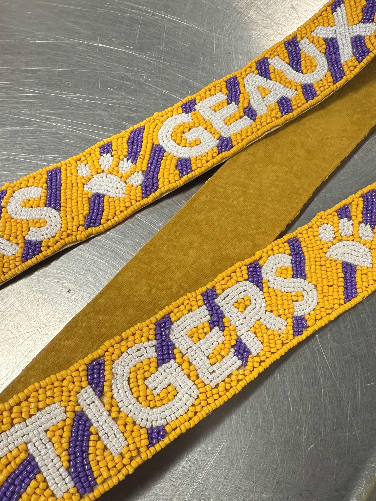 Geaux Tigers Stripe Beaded Purse Strap