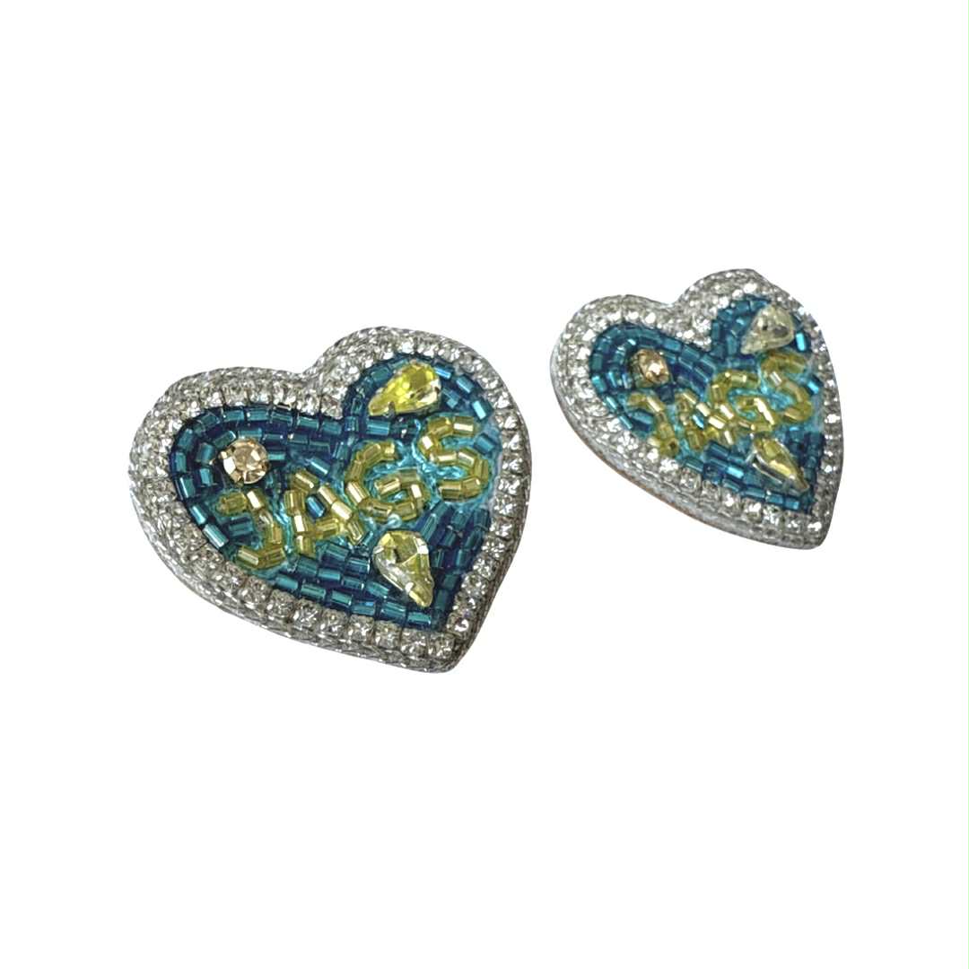Jags Heart Beaded Earrings