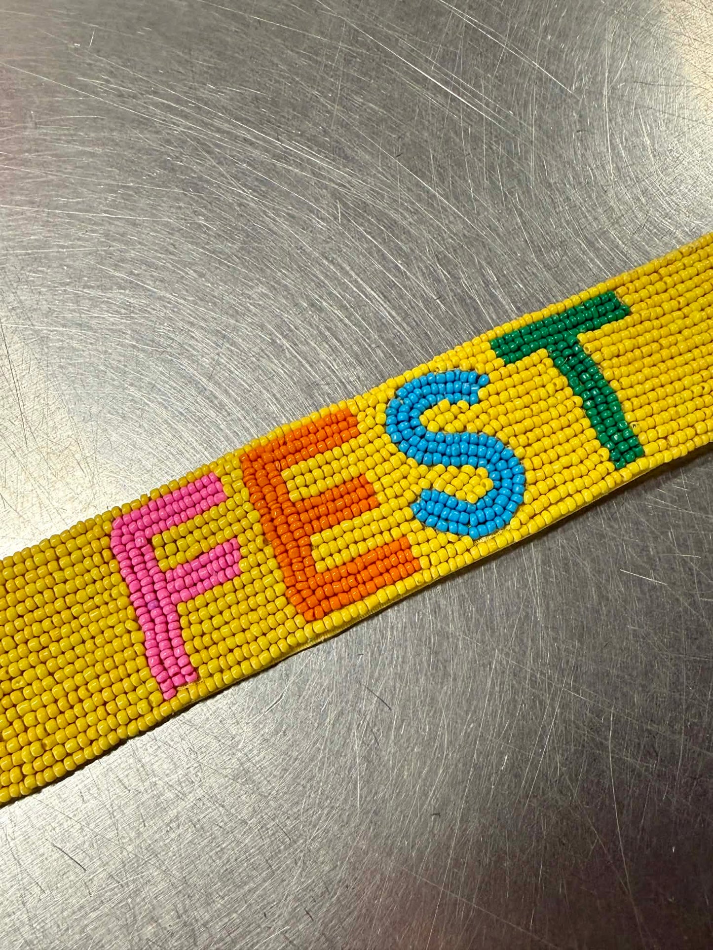 Beaded Fest Purse Strap, Yellow