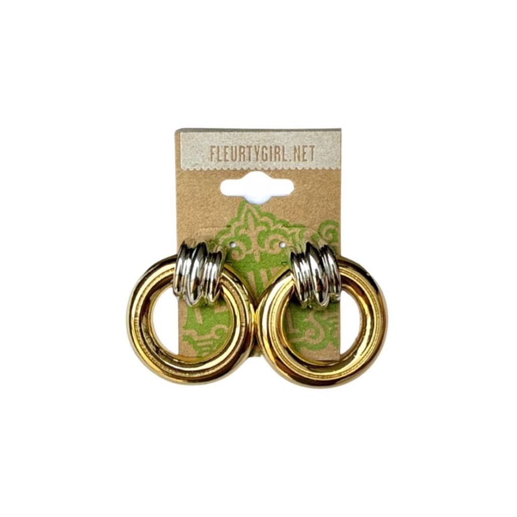Gold Brass Ring Earrings