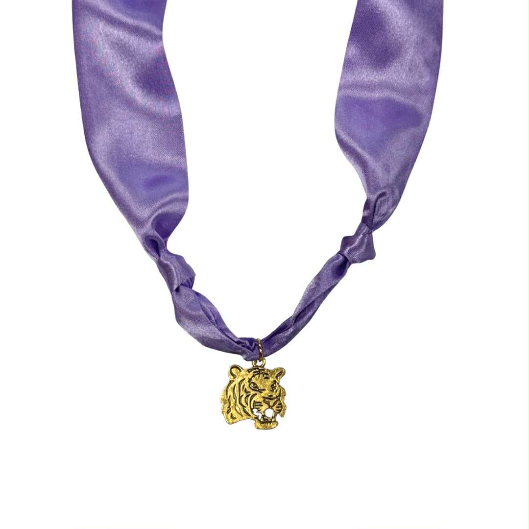 Game Day Scarf Necklace, Purple & Gold