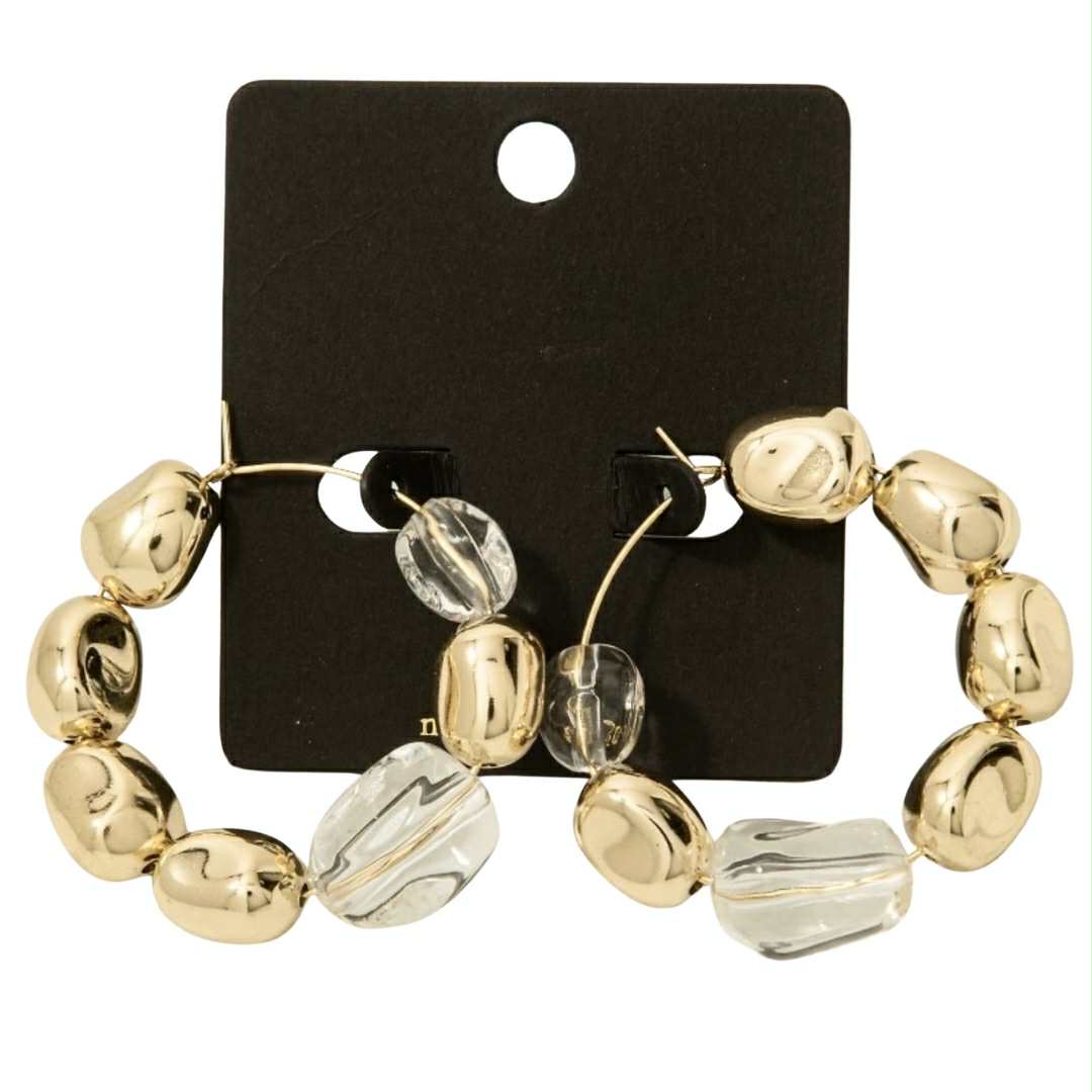 Abstract Acrylic Bead Hoop Earrings