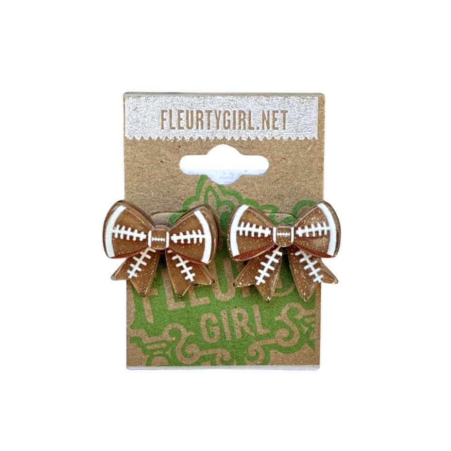 Acrylic Football Bow Studs