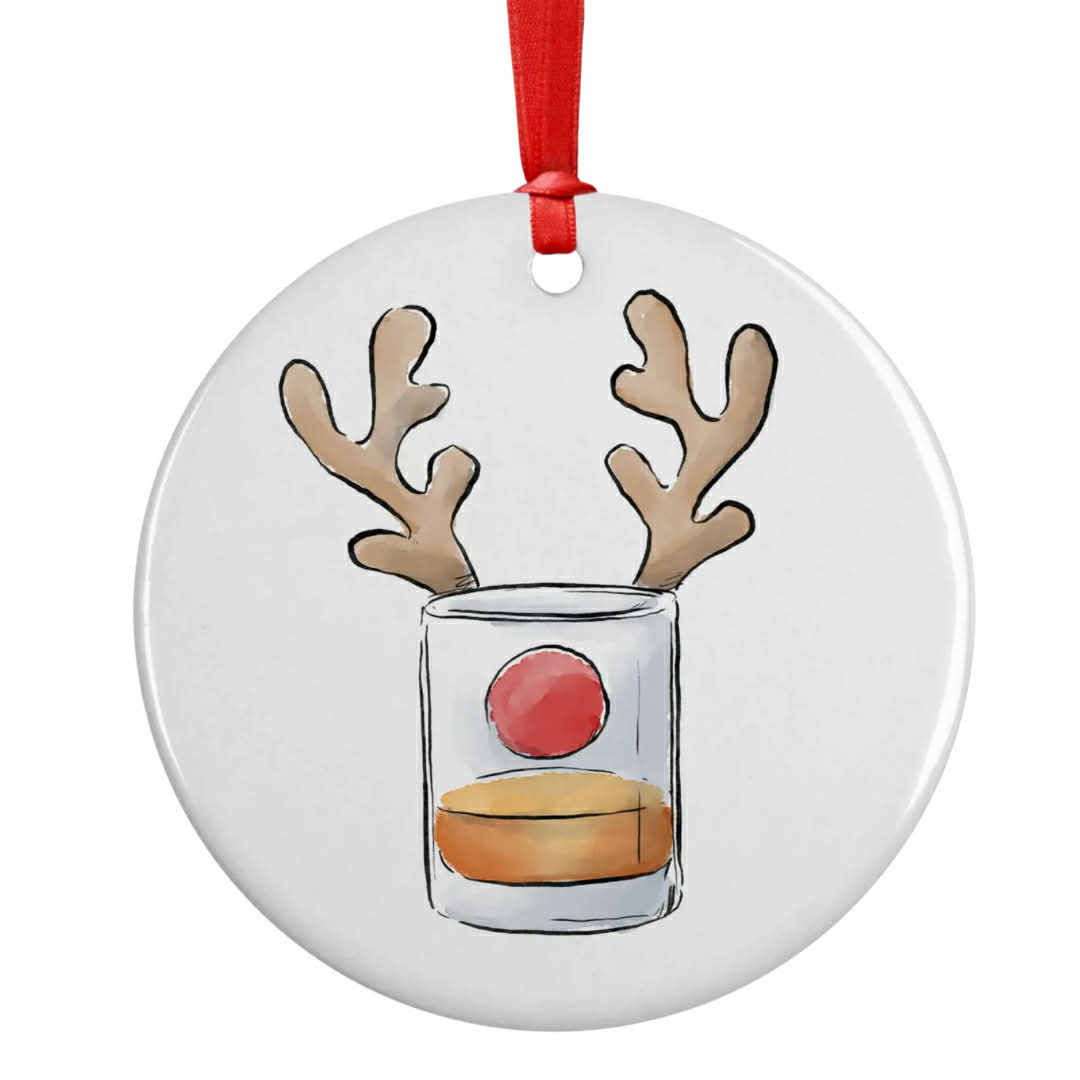 Rudolph Rocks Glass Ornament