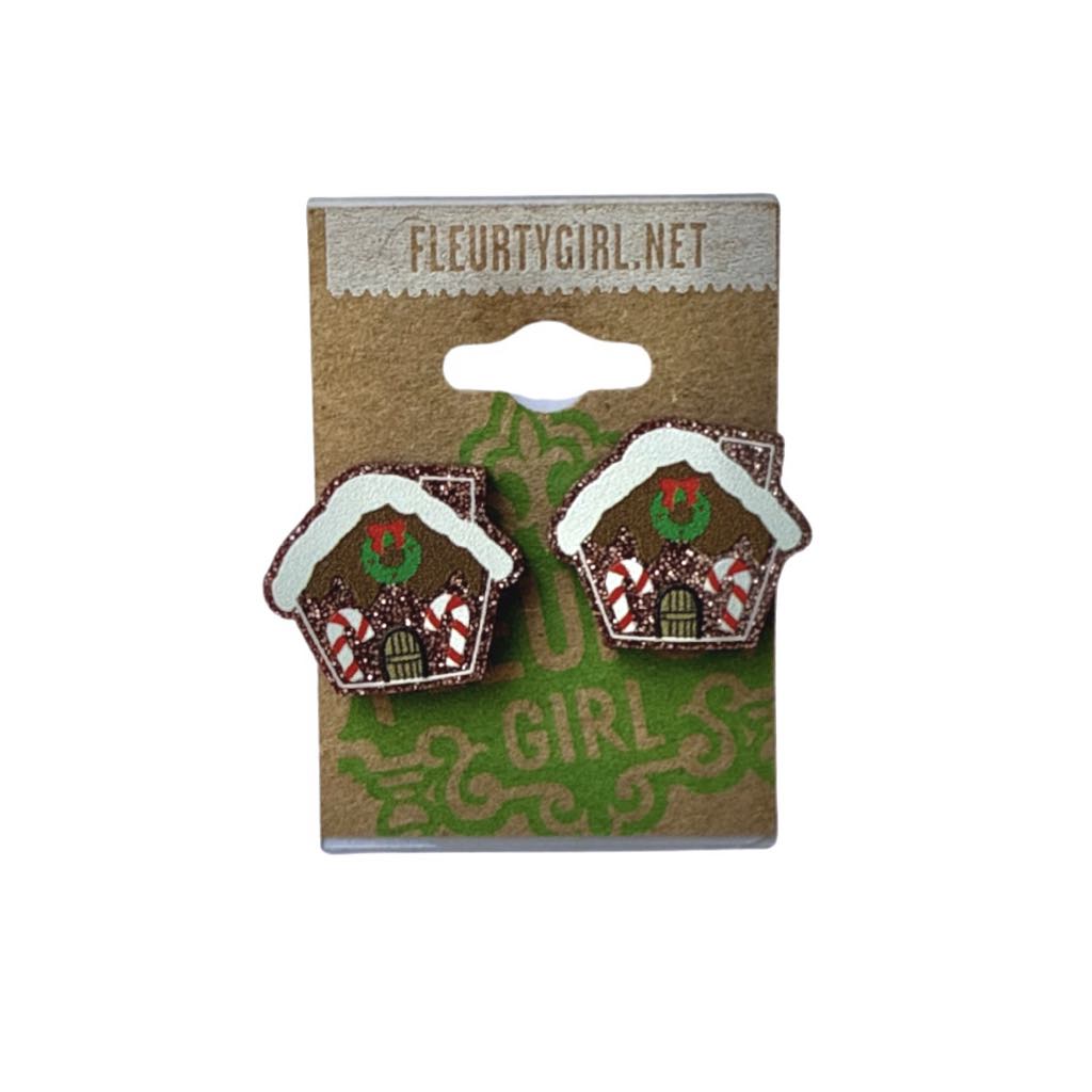 Gingerbread House Stud Earrings