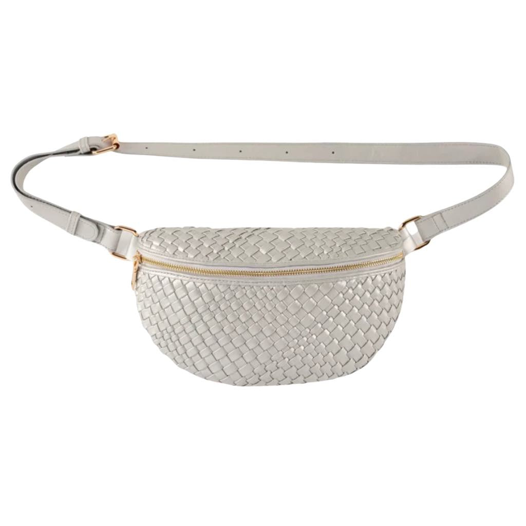 Woven Sling Bag, Silver