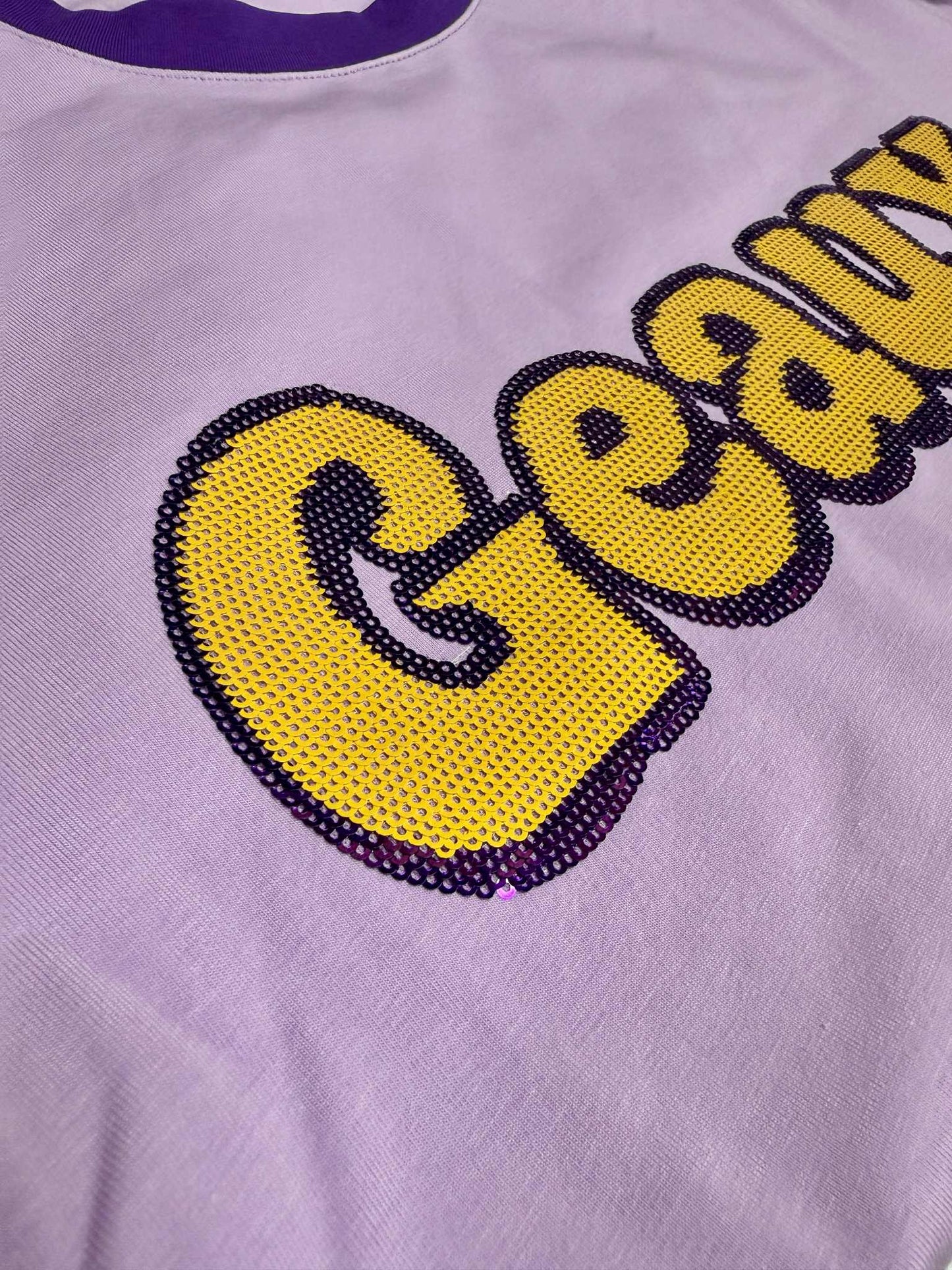 Geaux Sequin Stripe Sleeve Top