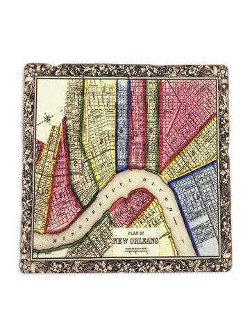 New Orleans Map Colorful Coaster, 4x4
