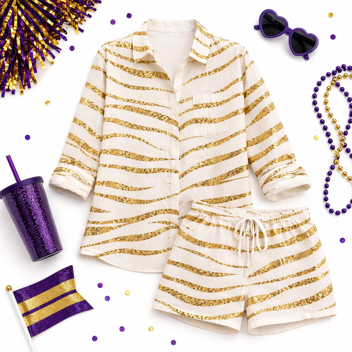 Gold Tiger Stripe 2 Piece Set