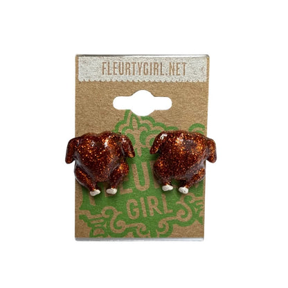 Roasted Turkey Glitter Stud Earrings