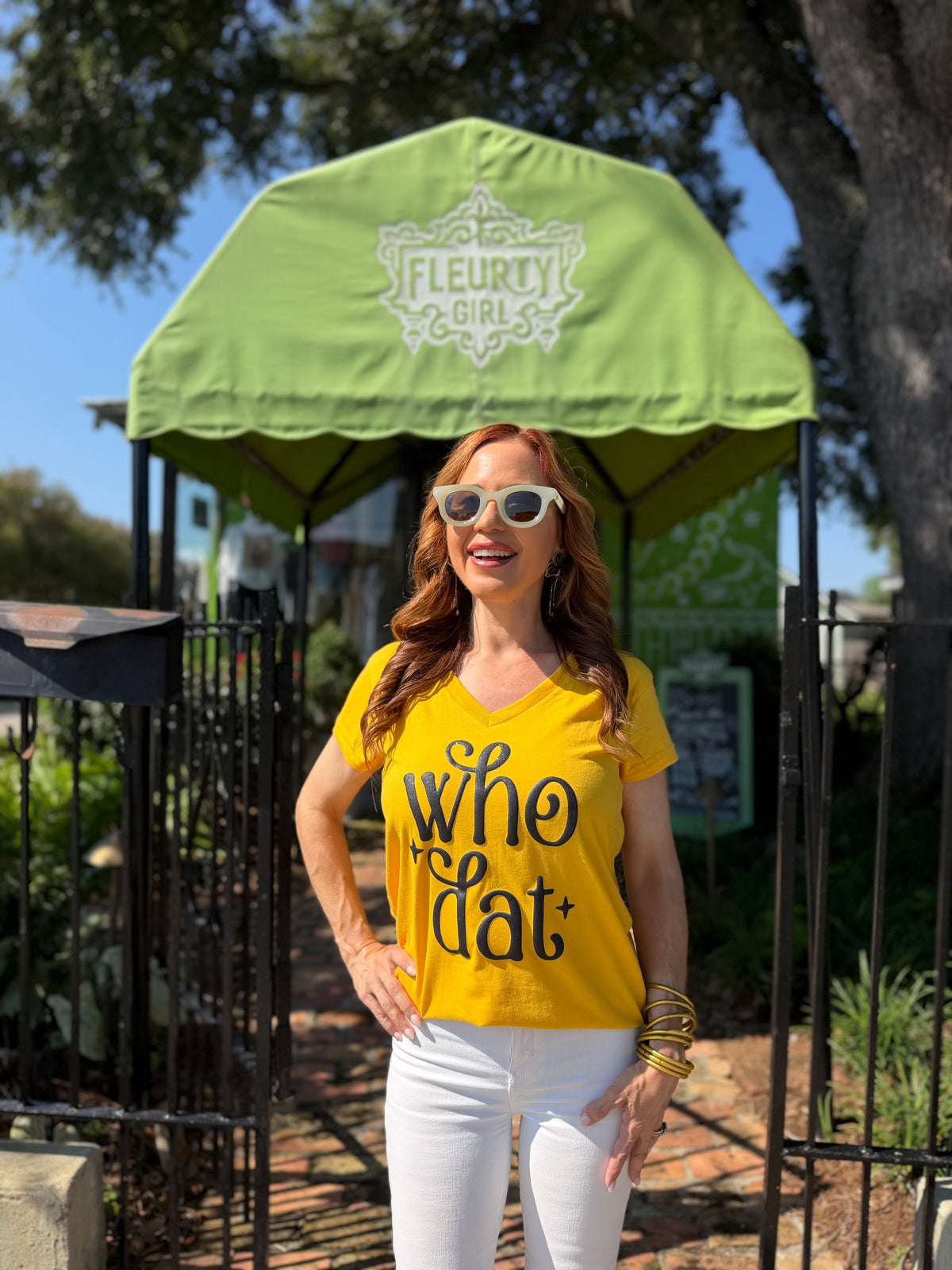 Who Dat Script V-Neck Tee