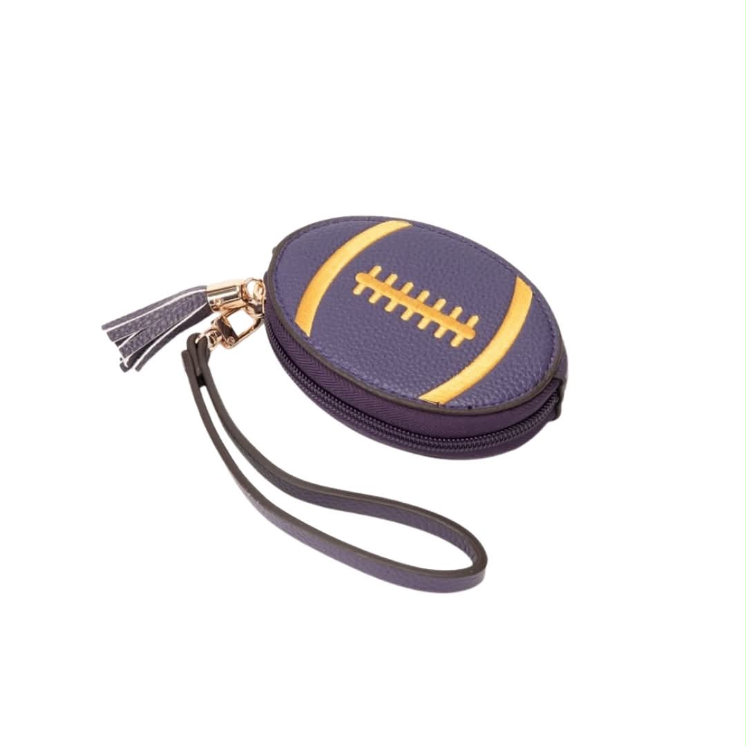Football Coin Purse, Purple & Gold