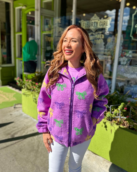 Mardi Gras Bow Sherpa Jacket