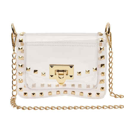 Gold Studded Clear bag with Latch