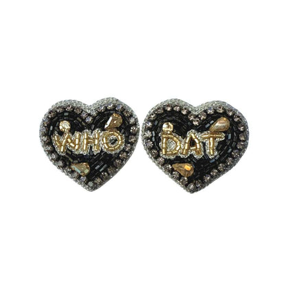 Who Dat Beaded Heart Earrings