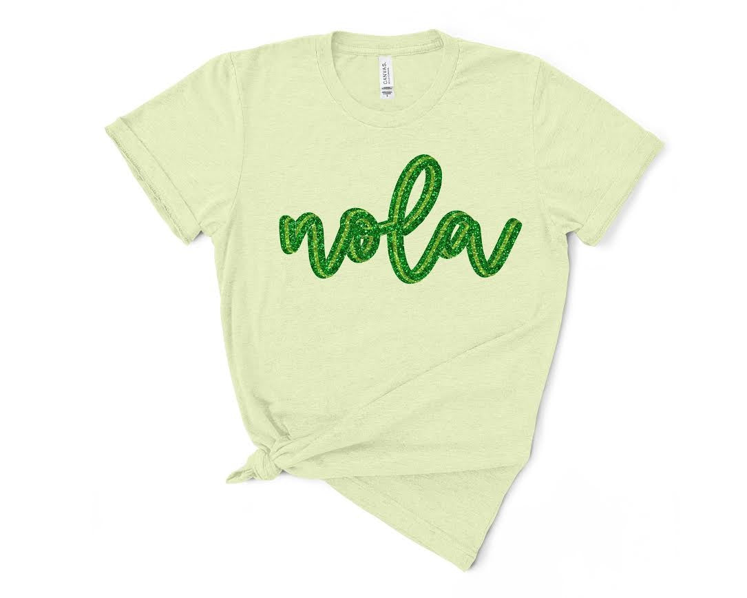 Green Glitter NOLA Tee