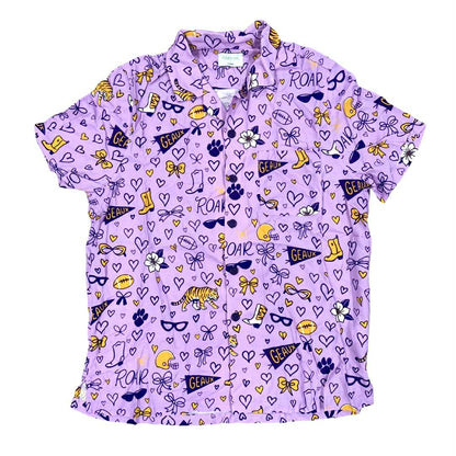 Geaux Icons Purple Button Down